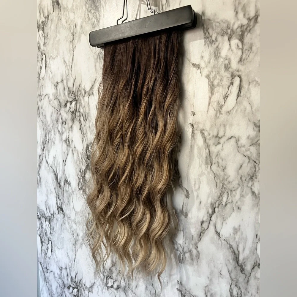Volumizing Medium Ash Blonde Balayage Clip in hair extensions 22 in